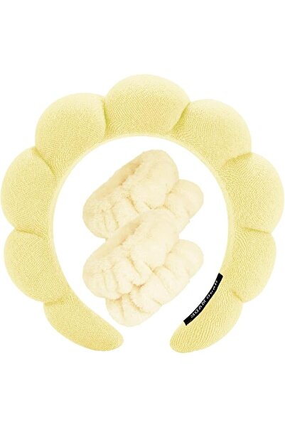 Tetizo Spa Headbands for Washing Face Makeup Wristband Set, Sponge Bubble Ski...