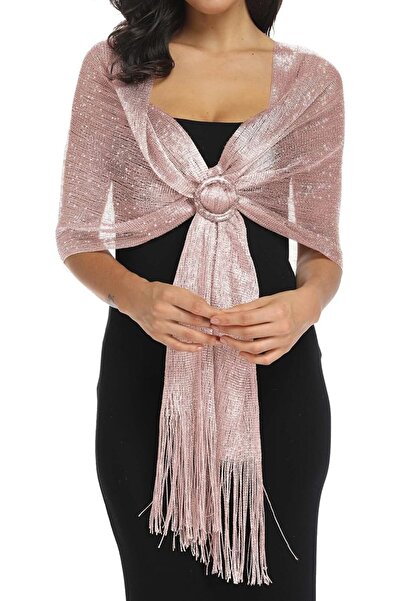 GENERAL Sparkling Metallic Shawls and Wraps with Buckle for Evening Party Dre...
