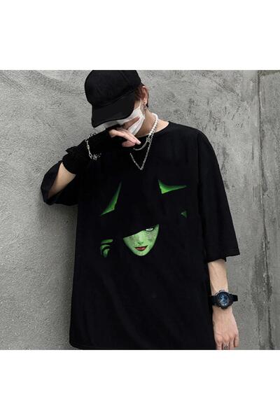 DEEFWEAR Mingalondon Halloween Noble Witch Printed Black Unisex Oversize T-Shirt