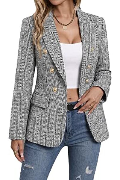Minar Mina Self 2026 Spring Women's Tweed Plaid Blazer Jacket - Fully Lined F...