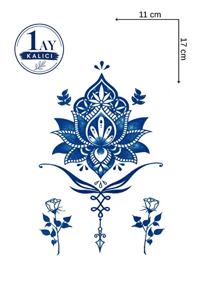 Barly 1 Ay Kalıcı Lotus Figürlü Sonradan Kararan Yarı Kalıcı Geçici Dövme Tattoo