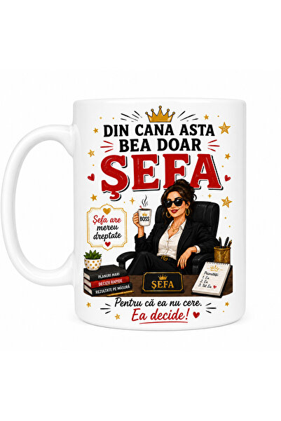 Generic Brand Cana personalizata pentru Sefa, „Din cana asta bea doar Sefa”, ...