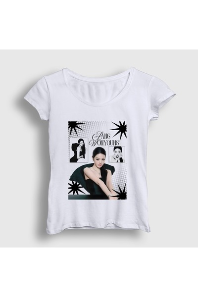 Presmono Women's White Sparkles Jang Wonyoung K-Pop Ive T-Shirt 620678Tt
