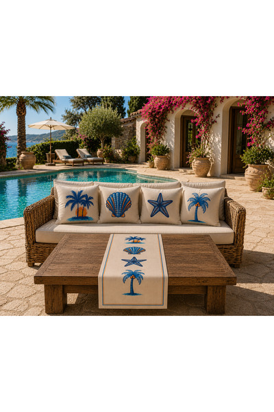 R-EYLA R'Eyla Costa Bianca 5 Piece Runner and Throw Pillow Set – 50X150 cm Ru...