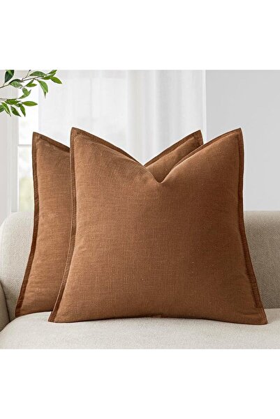 Foindtower Pack of 2, Decorative Linen Soild Throw Pillow Covers Soft Accent ...