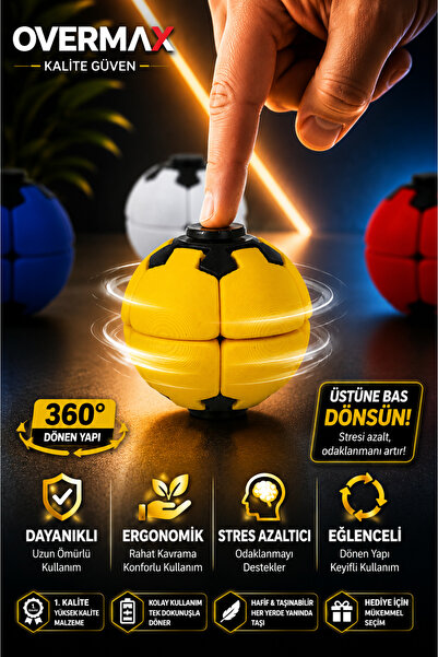 OVERMAX 360° Dönen Stres Topu – Bas Döndür Spinner Ball, Eğlenceli Masaüstü S...