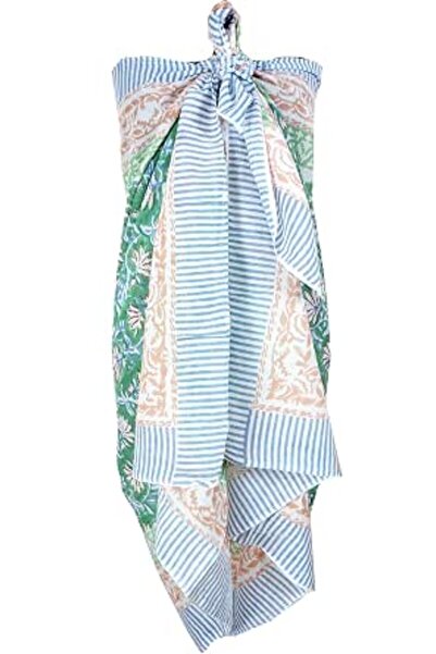 Generic 100% Cotton Block Print Sarong - Women's Swimsuit Wrap Cover-Up, Long...