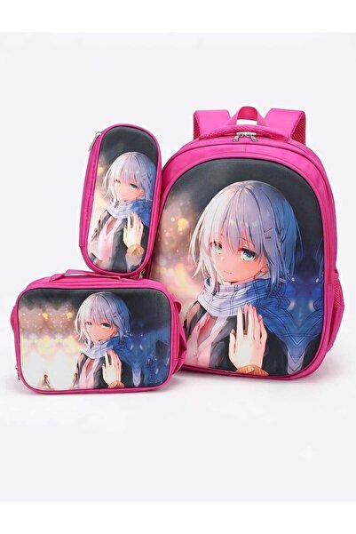 ANIME 3-in-1 15-inch School Backpack for Girls