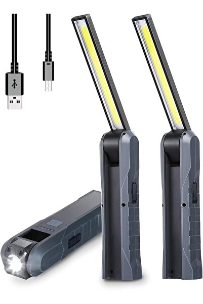 MAKINGTEC Rechargeable LED Work Light, 2 Pack Foldable USB Portable Flashligh...