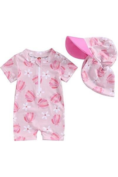 GENERAL Baby Boy Girl Swimsuit One-Piece Zipper Long Sleeve Rash Guard with H...