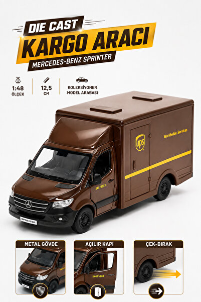 YILDIRIM OYUNCAK Die Cast Mercedes Benz Sprinter UPS Kargo Arbası 12,5cm – 1:...