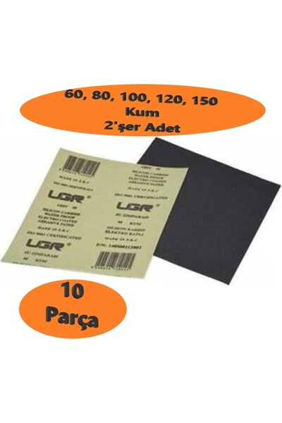 NOBLE Kağıt Zımpara Seti 60-80-100-120-150 Kum 23x28 cm Yumuşak Kağıt 10 Adet