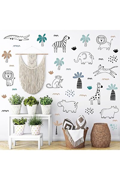 EXCEFORE Blue Watercolor Elephant Wall Decals, Sweet Dream Sticker with Moon ...