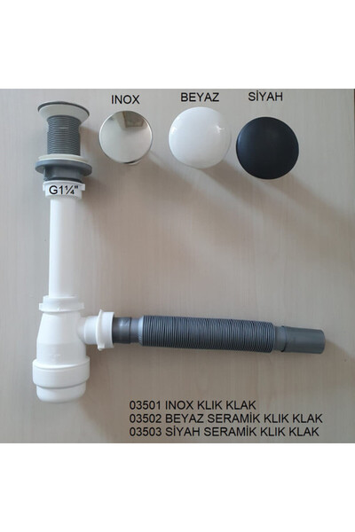 NO NAME Mini Gövdeli Inox Basmalı Lavabo Sifonu