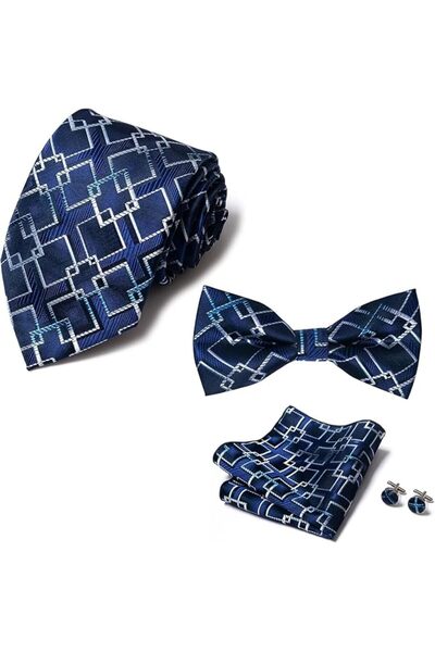 GENERAL [5 in 1] Men's Pretied Bow Ties Paisley Floral Stripe Bow Tie, Pocket...