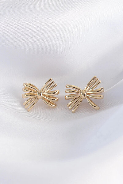 SORA GROUP Brass Gold Color Bow Earrings