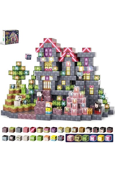 BINZKBB Magnetic Blocks - 198PCS Magnetic Building Cubes Set with LED,STEM Se...