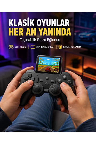 Lisinya 500 Dahili Oyunlu Taşınabilir Retro El Konsolu-2.4 inç Renkli Ekranlı -