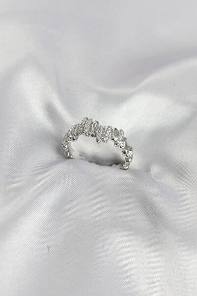 SORA GROUP Silver Color Brass Rhythm Model Zircon Stone Women's Ring
