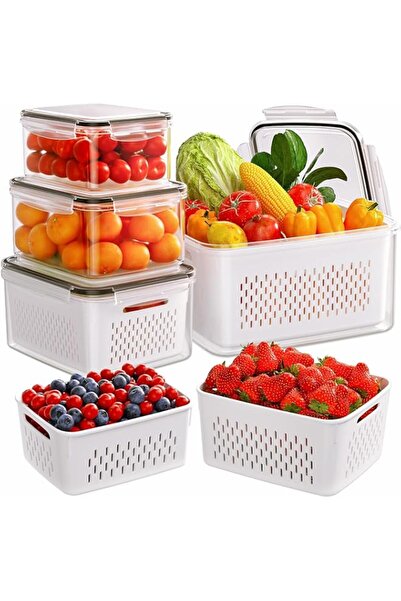 Generic 5pcs Fruit Storage Containers，with Removable Colanders, 4 in 1 Produc...