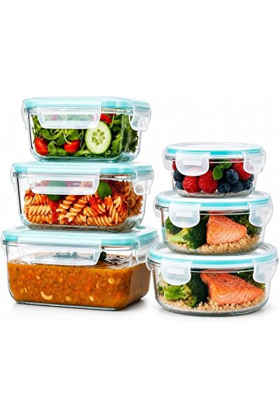 Generic 6 Pack Glass Food Storage Containers with Airtight Lids, Glass Meal P...