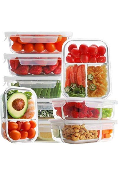 Generic Meal Prep Container Set,Glass Food Storage Containers,2 & 3 Compartme...