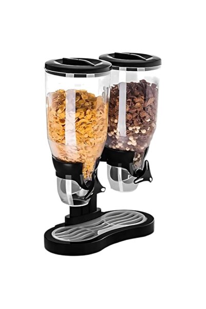 Generic Double Cereal Dispenser – 3L + 3L Dry Food & Candy Containers | Black...