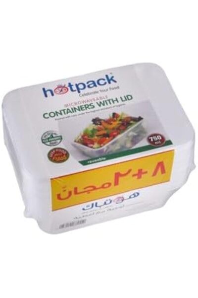 Generic Microwave Container 750ml 8+2 Free Pack of 10, White, 750ml Capacity,...