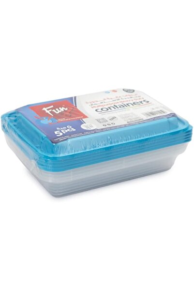 Generic Plastic Transparent Container with Turquoise Lid Storage Set 830ml, 5...