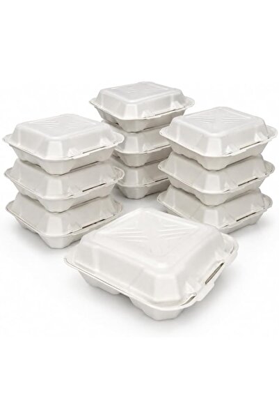 Generic Pack 3-Compartment Biodegradable Meal Boxes – 22.5×23.5×8 cm Bagasse ...