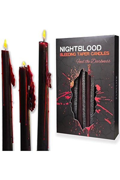 GENERAL 10-inch Bleeding Vampire Taper Candles, Black Blood Dripping Candlest...