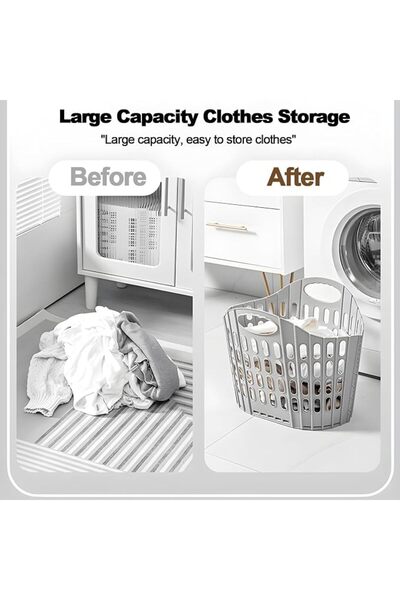 PYEBE Collapsible Laundry Baskets,63L/16.6 Gallon Large Plastic Laundry Basket with Carry Handle,Spa