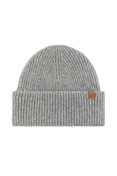 Nordbron Light Gray Unisex Knitwear Beret - Soft Plain Patterned, Ribbed Posi...