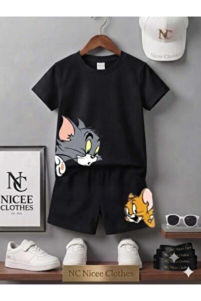 Leto Lykia Summer Children's T-Shirt Shorts Unisex (Tom and Jerry Printed)