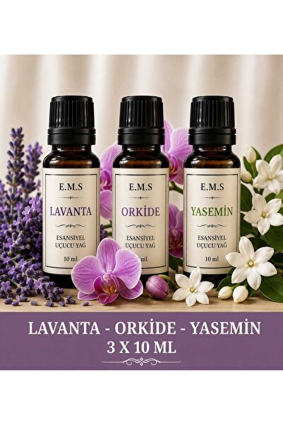 E.M.S AVM LAVANTA - ORKİDE - YASEMİN Esansiyel Uçucu Yağ Buhurdanlık Yağı Dif...