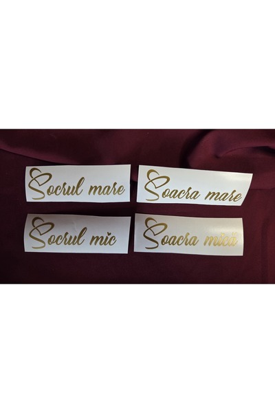 Divart Studio Set 4 Stickere Autocolante pentru Pahare Nuntă - "Socrul mare, ...
