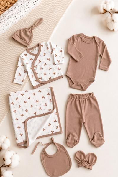 VERONA TARZ Baby Boy Cotton Organic 7-Piece Hospital Discharge Set Newborn Cl...