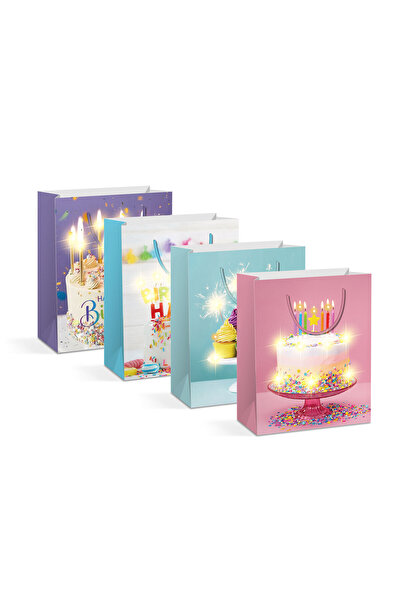 Alista Home Pungi cadou din hârtie cu LED-uri 26,5 x 12,7 x 33 cm, set de 12 ...