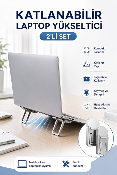 ALL FAST 2’li Katlanabilir Mini Laptop Yükseltici Yapışkanlı Kaymaz Notebook ...