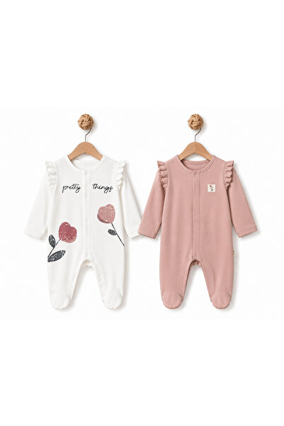 BabyCosy Organic Wear 100% Organic Cotton, 2-Piece Booties Set, Baby Girl Flo...