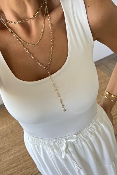 butikhola Ecru Wide Strap Polyamide Sleeveless Tshirt