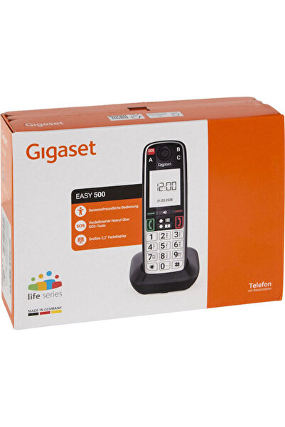 GIGASET Εύχρηστο Σταθερό Τηλέφωνο DECT 500 Μαύρο, Τηλέφωνο για Ηλικιωμένους, ...