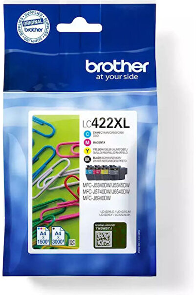Brother LC422XL Γνήσιο Πακέτο 4 Τεμαχίων Μελάνια Εκτυπωτών InkJet Μαύρο (LC-4...