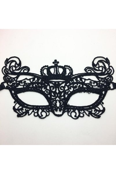 naque Black Color Lace Embroidered Braided Party Mask Model 6