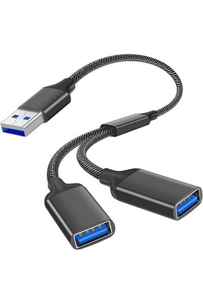 Oshima Tsubaki Usb Splitter 2 Port, Black Splitter, 1 In Double Adapter, Conn...