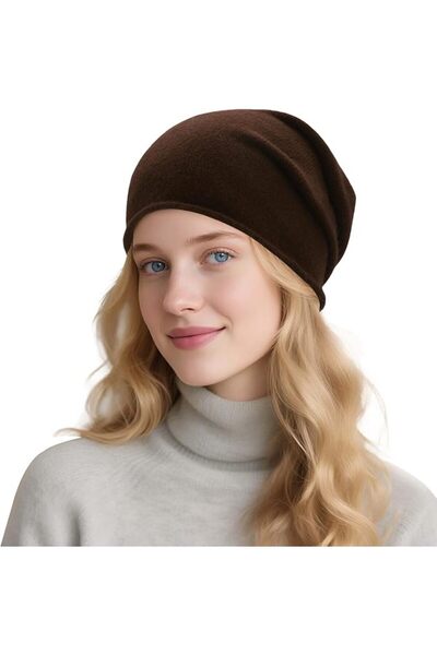 ZLYC Slouchy Pure Wool Beanie for Men and Women Seamless Knitted Winter Hat