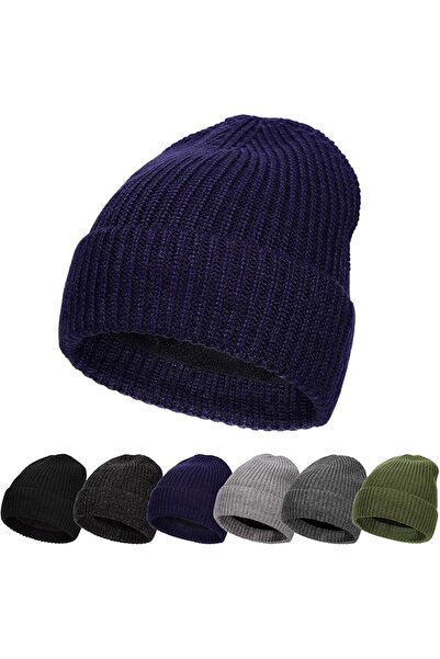 GENERAL قبعة صوفية دافئة للرجال مقاس L/XXL، بنسيج محبوك سميك، قبعة رأس دافئة ...