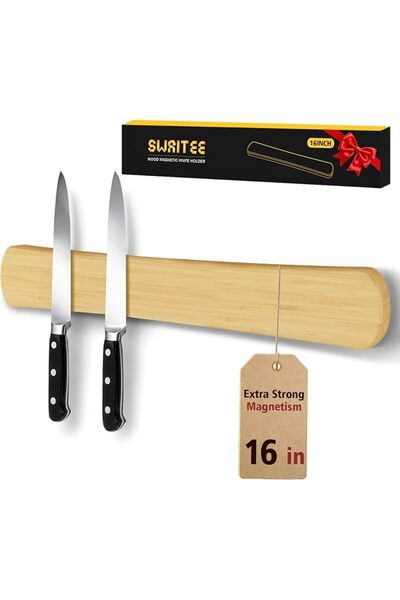 GENERAL Swaitee Magnetic Knife Holder for Wall, 16 Inch Wood Knife Strip with...