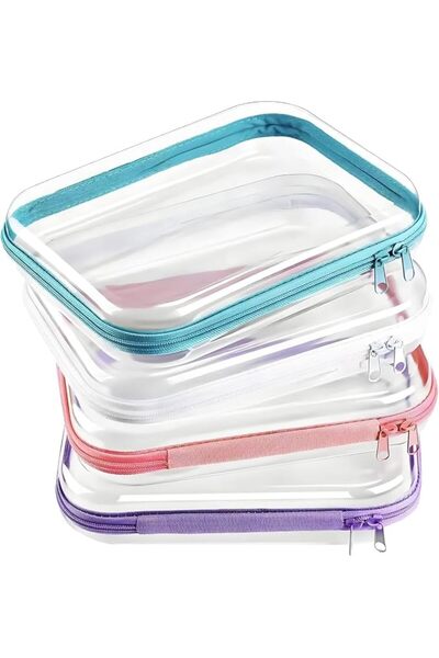 KASTWAVE Clear Makeup Bag Set with Transparent Toiletry Organizer Tote, 4-Pie...