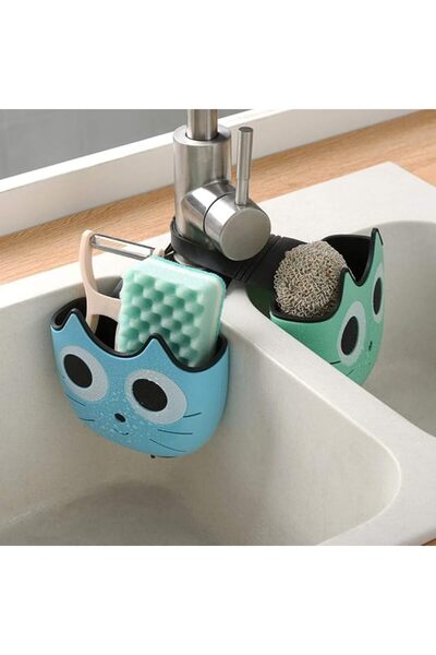 Tazweeq 2PCS Cat Soap Sponge Drain Rack Holder Basket with Adjustable Buckle,...